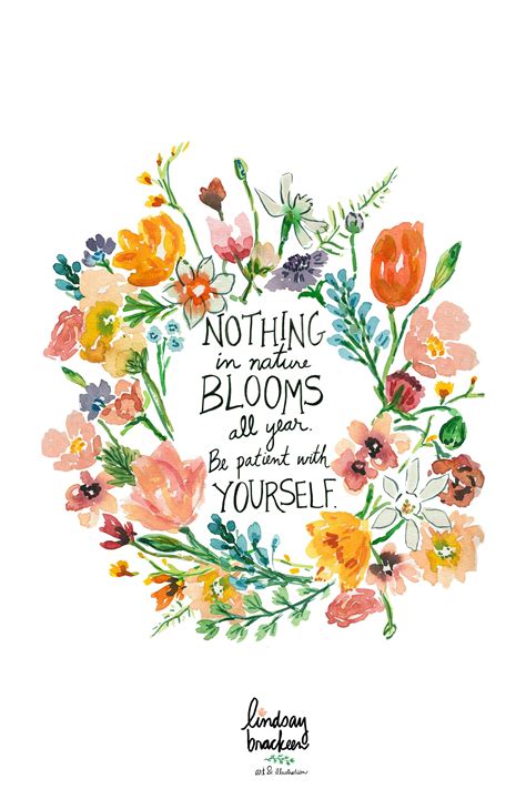 Floral Flowers Quote Art Print Watercolor Wreath Illustration Inspirational Affirmations
