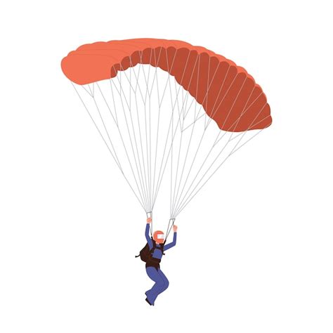 Premium Vector Cartoon Sportsman Character Parachuting Descending In