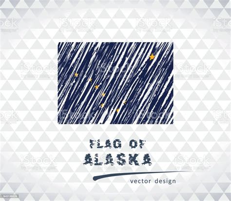 Drapeau De Lalaska Vector Illustration De Craie Sur Fond Noir Vecteurs