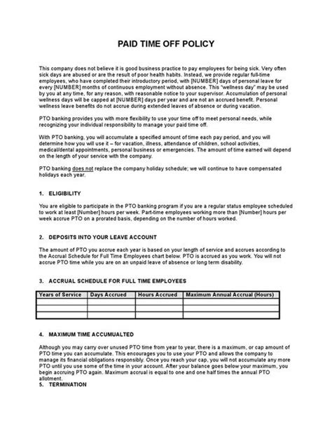 Time Off Policy Template