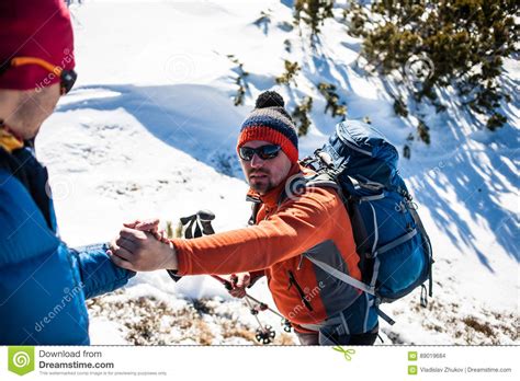 Two Climbers In The Mountains Stock Photo Image Of Bravery Hardy
