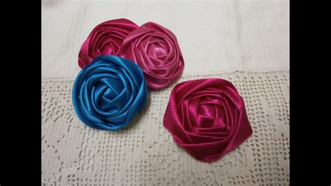 diy ribbon rose tutorial how to fabric flowers easy youtube