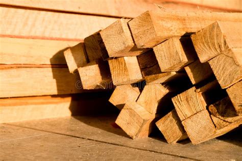 Wood Timber Construction Material Stack Of Building Lumber Stock Photo