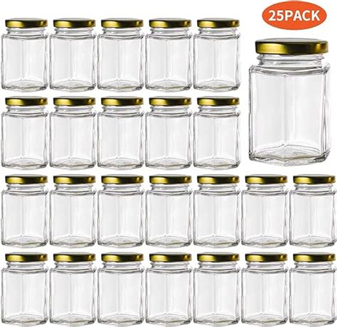 4oz Hexagon Glass Jars 25 Pack 25 4oz Amazon Ca Home And Kitchen