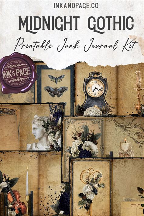 The Midnight Gothic Printable Journal Kit Is Filled With Page After