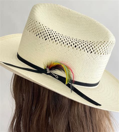 Stetson Shantung Cowboy Hat Panama Hat Colorful Feather Detail Etsy