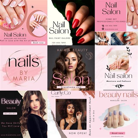 46 Hair and nail salon editable social media template pack social media