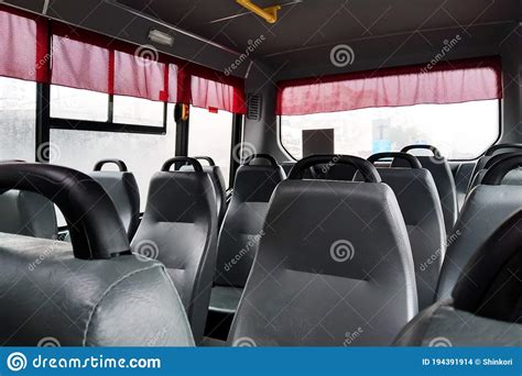 Empty Bus Interior With Seats Close Up Stock Photo Image Of Trip