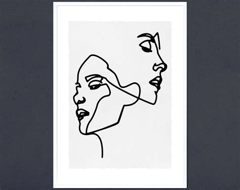Minimal Faces Line Art Print Line Art Wall Prints Woman Etsy