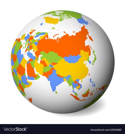 Blank Political Map Of Asia 3d Earth Globe With Vector Image