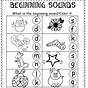 Kindergarten Beginning Sound Worksheets