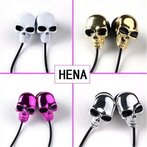 Hena Stereo Metal Skull Earbuds Skeleton Skull In Ear Earphone3 5mm Connector For Halloween T