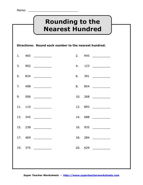 Round Numbers Worksheet