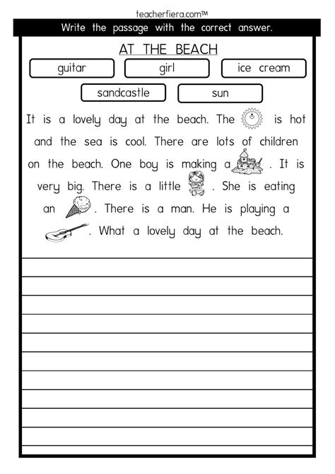 Cloze Worksheet 1st Grade