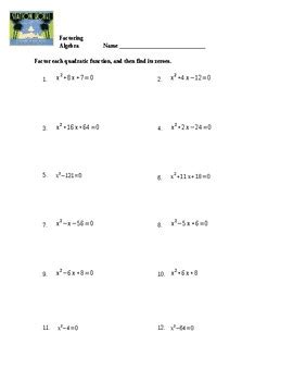 Factoring Quadratics Worksheet By Spiral Your Way Through Mathematics