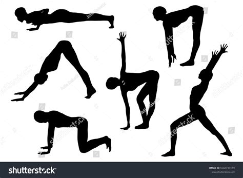 Yoga Pose Silhouettes Set Health Benefits Stock Vector Royalty Free