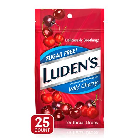 Ludens Deliciously Soothing Throat Drops Sugar Free Wild Cherry
