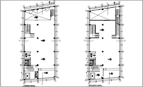 First And Second Floor Plan Of Commercial Building Dwg File Building