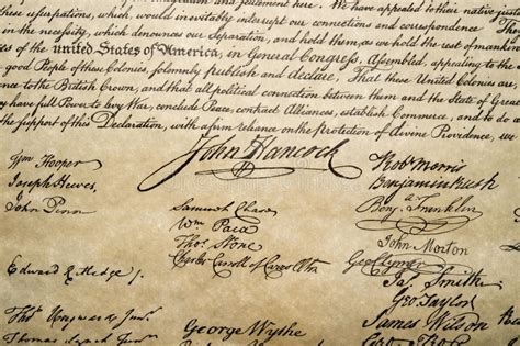 Declaration Of Independence 4th July 1776 Close Up Stock Image Image