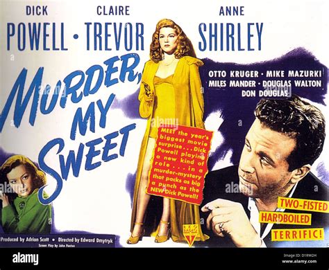 Murder My Sweet Poster For 1944 Rko Film With Dick Powell Claire Trevor Anne Shirley Stock