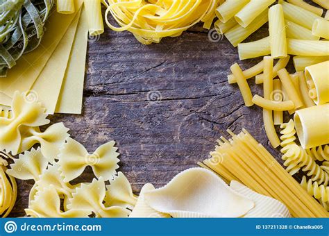 Variety Of Types And Shapes Of Italian Pasta Stock Photo Image Of