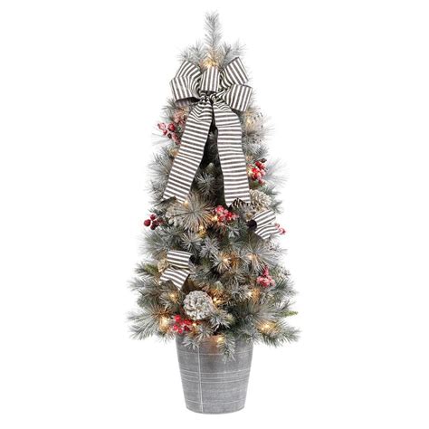 Let's decorate the christmas tree. Home Accents Holiday 4 ft. Snowy Pinecone and Berry ...