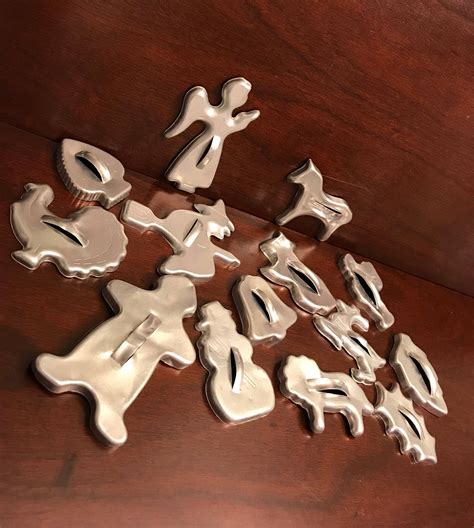 Vintage Holiday Cookie Cutters Tin Cookie Cutter Set Collectible