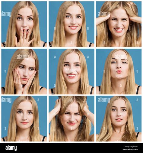 Collage Of A Beautiful Woman With Different Facial Expression Stock Photo Alamy
