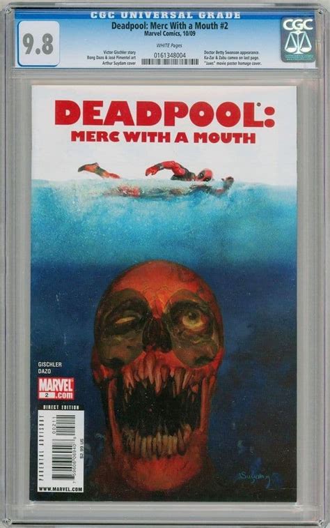 Deadpool Merc With A Mouth 2 Cgc 9 8 Arthur Suydam Jaws Movie Cover
