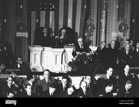 President Franklin D Roosevelt Appearing Before A Joint Session Of