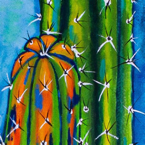 Original Cactus Themed Painting Cactus Landscape Novica