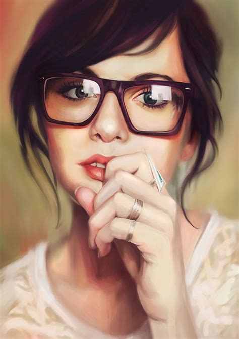 50 Breathtaking Digital Painting Portraits Girls With Glasses