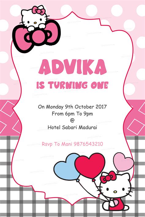 Hello Kitty Theme Personalized Invite Party Supplies India Online