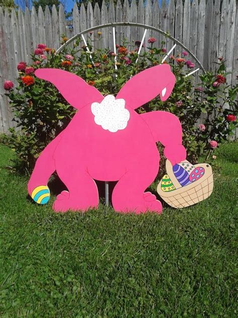 Easter Bunny Outdoor Wood Yard Art Easter Decor Lawn Etsy