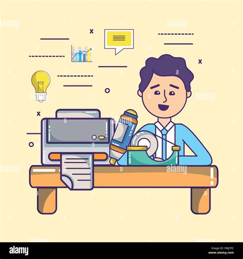 Business Office Employee Workspace Cartoon Stock Vector Image And Art Alamy