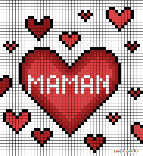 Pixel Art Coeurs Pour Maman Par Tête à Modeler Pixel Art Coeur Image