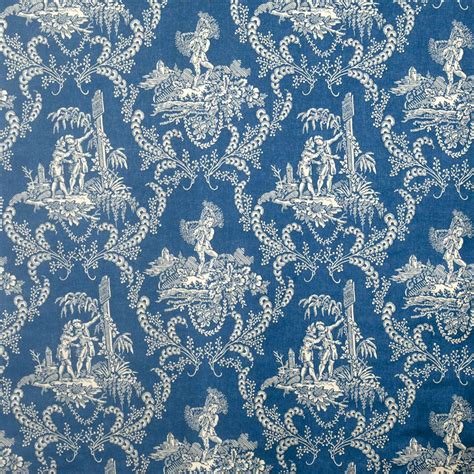 Hamlets Toile Blue By Vervain Fabric Decor Vintage Wallpaper Blue