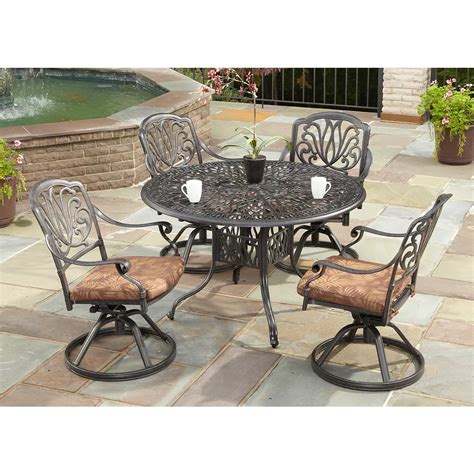 Floral Blossom 5 Piece Patio Dining Set With 42 Inch Round Table And