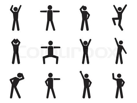 Isolated Stick Figure Posture Icons Stock Vector