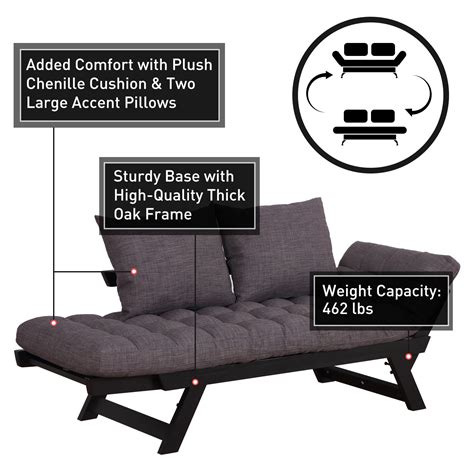 Convertible Sofa Bed Sleeper Couch Chaise Lounge Chair Adjustable