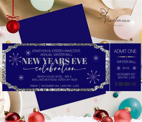 Editable New Years Eve Ticket Template Event Invitation Ticket Works