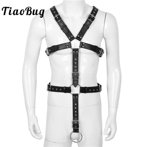 Tiaobug Pu Leather Mens Exotic Body Chest Harness Male Sexy Bdsm