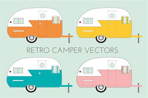 Retro Camper Vectors Illustrations ~ Creative Market