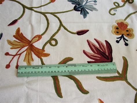 Crewel Embroidered Fabric By The Yard We Can Make Curtains Etsy