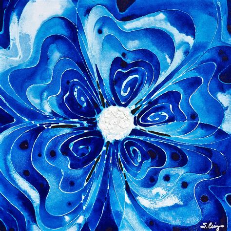 New Blue Glory Flower Art Buy Prints Painting By Sharon Cummings Pixels