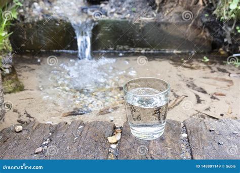A Glass Of Clean Spring Water Outdoor Source Of Clean Natural Water
