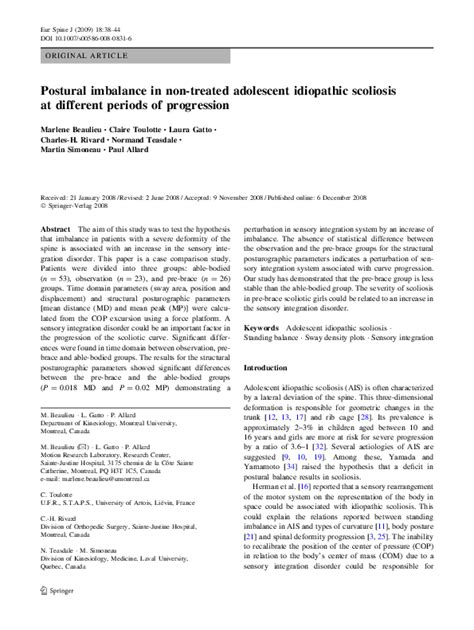 Pdf Postural Imbalance In Non Treated Adolescent Idiopathic Scoliosis