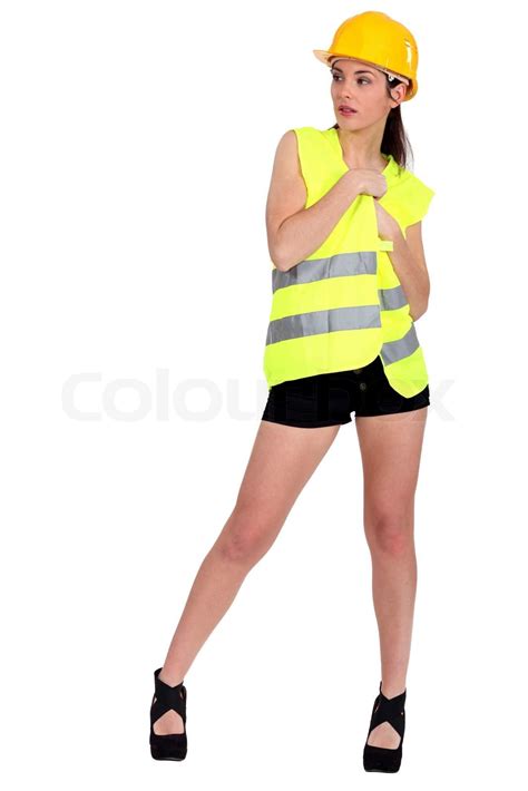 Sexy Female Construction Worker Stock Image Colourbox