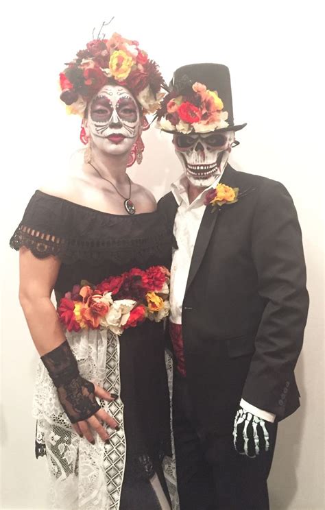 Homemade Couples Day Of The Dead Dia De Los Muertos Costumes