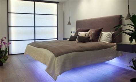 Amazing Modern Floating Bed Design With Under Light Home Interior Ideas